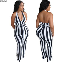Load image into Gallery viewer, STRIPED HALTER JUMPSUIT
