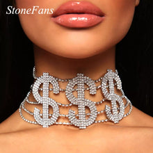 Load image into Gallery viewer, BIG MONEY RHINESTONE NECKLACE
